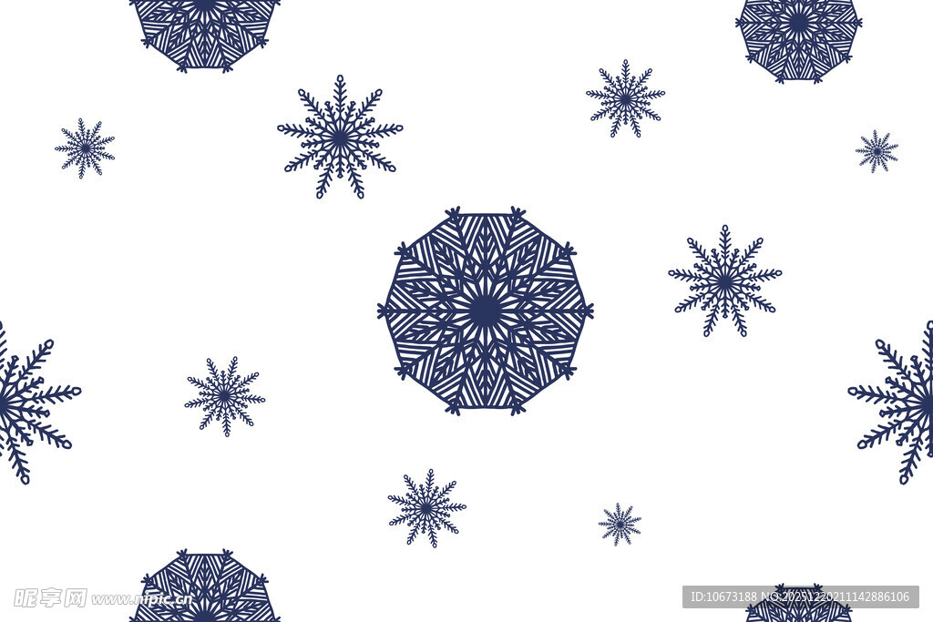 蓝色雪花图案装饰元素