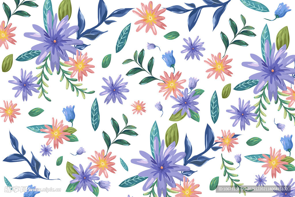 清新手绘花卉图案背景