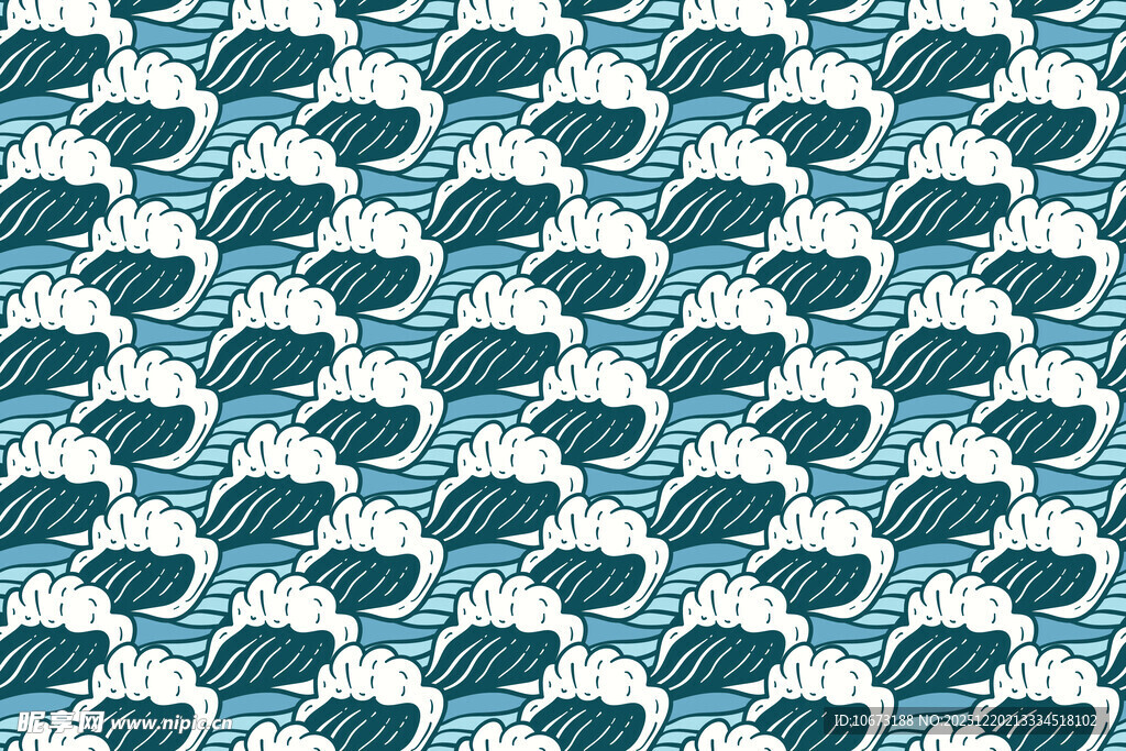 蓝白海浪图案背景纹理