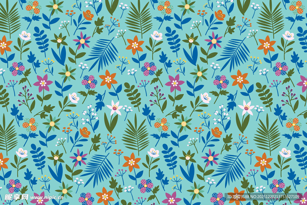 清新花卉植物图案背景