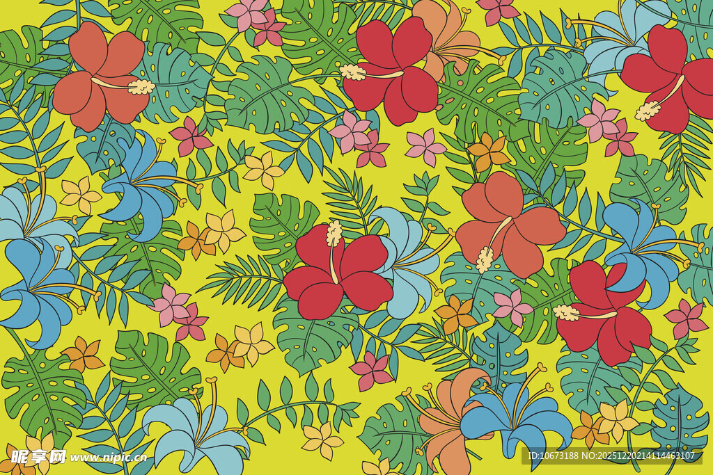 热带花卉图案背景