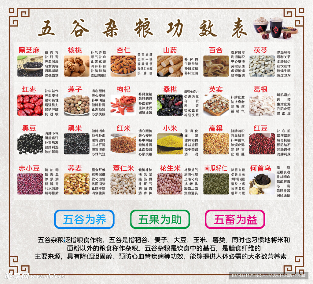 五谷杂粮功效表