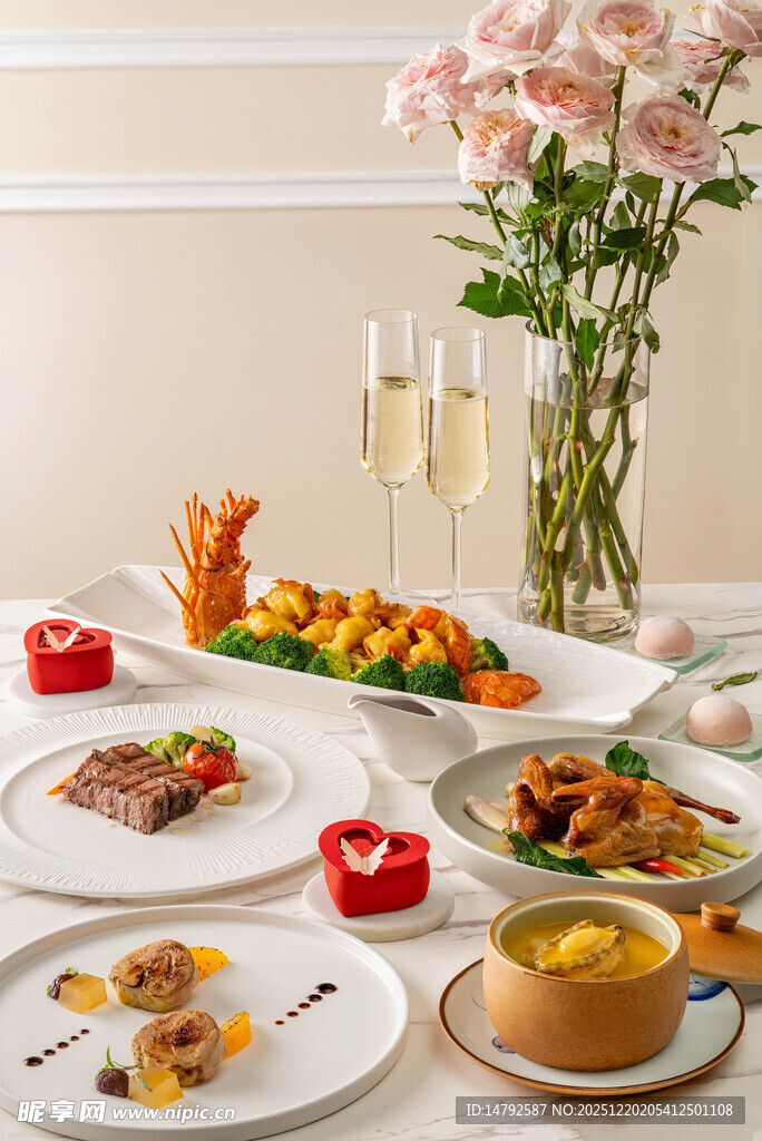 精致西餐美食摆盘展示