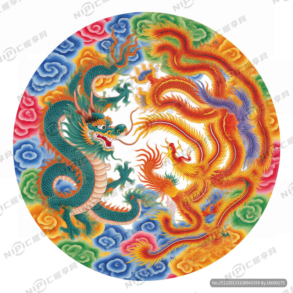 龙凤呈祥 龙飞凤舞 圆形