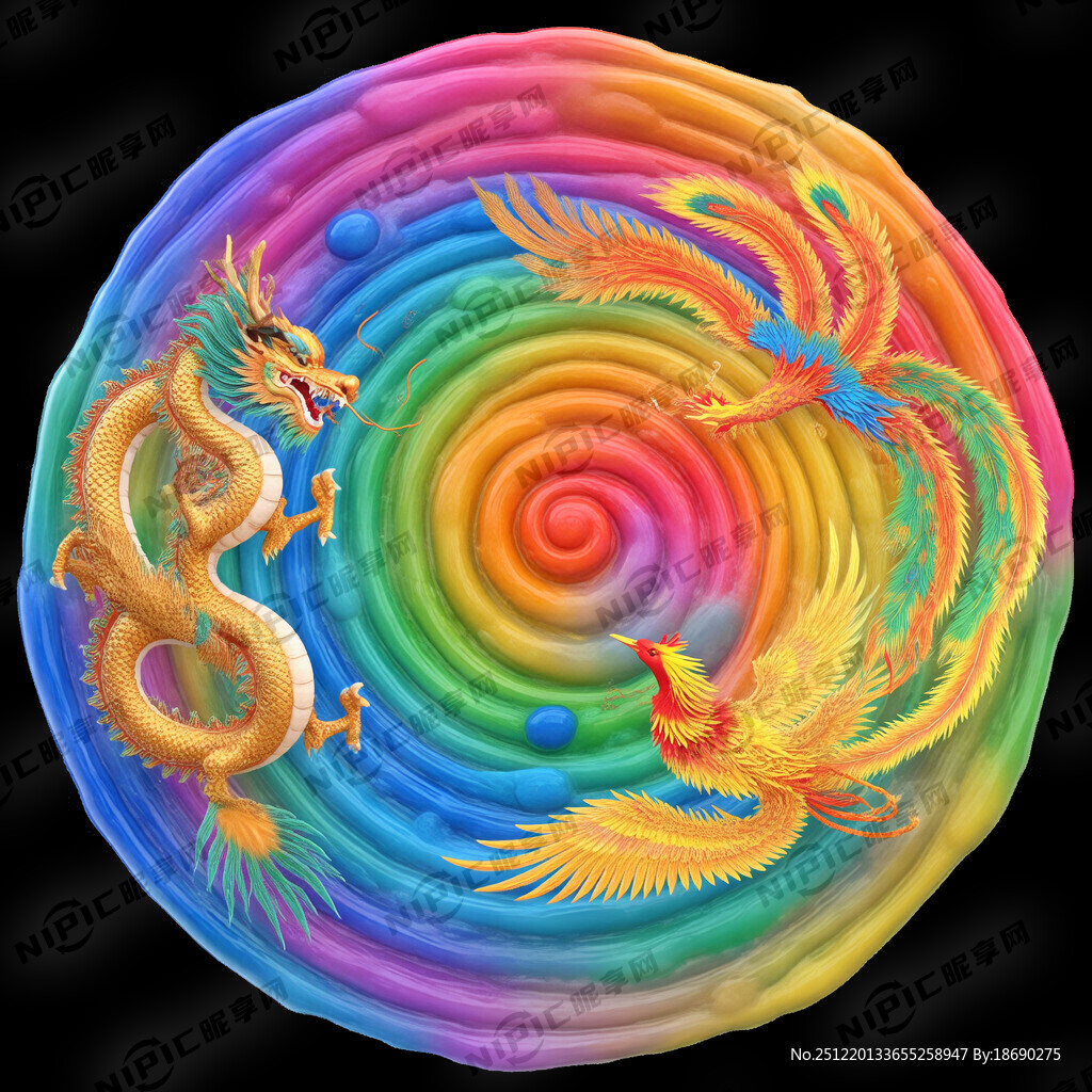 龙凤呈祥 龙飞凤舞 圆形