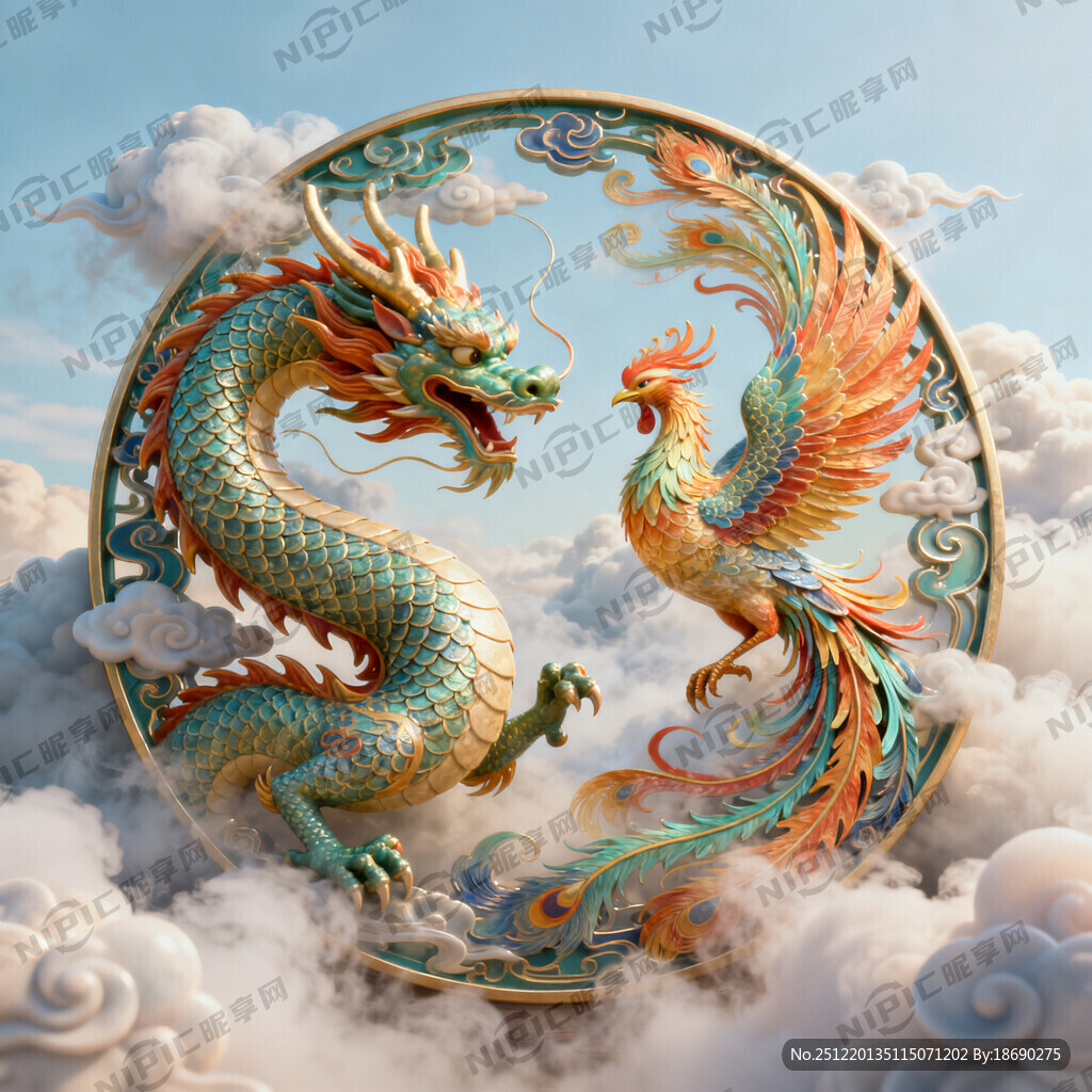 龙凤呈祥 圆形图案 超高清
