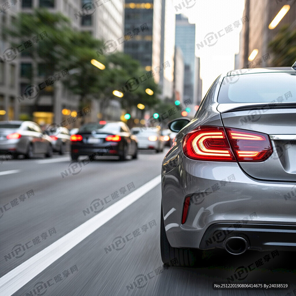 行驶的汽车尾部图