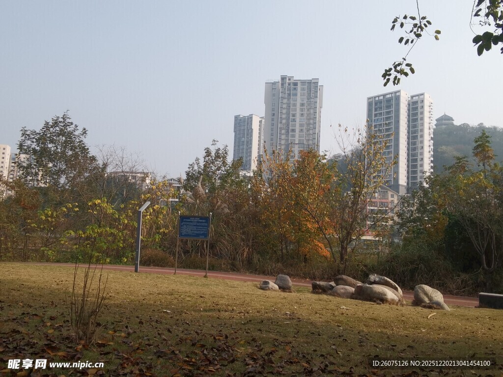 城市边的秋日郊野风光