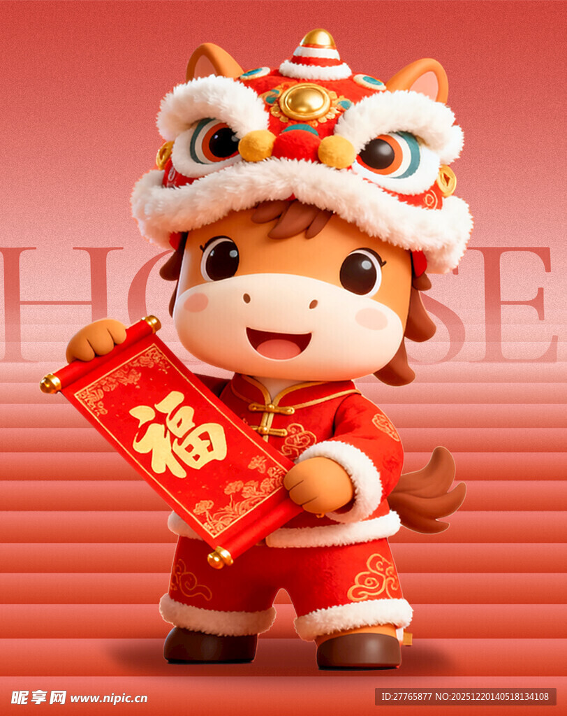 舞狮小牛送福摆件