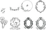 复古花卉边框装饰图案集花纹花环