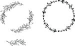 手绘简约植物花环图案