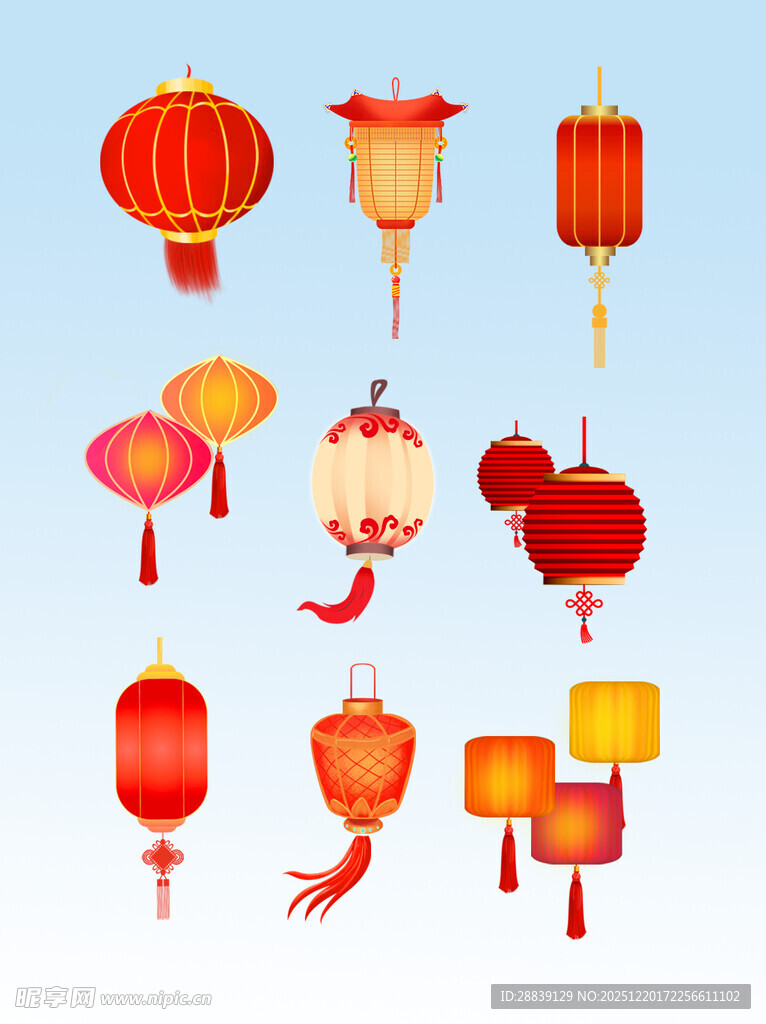 多样中式红灯笼展示