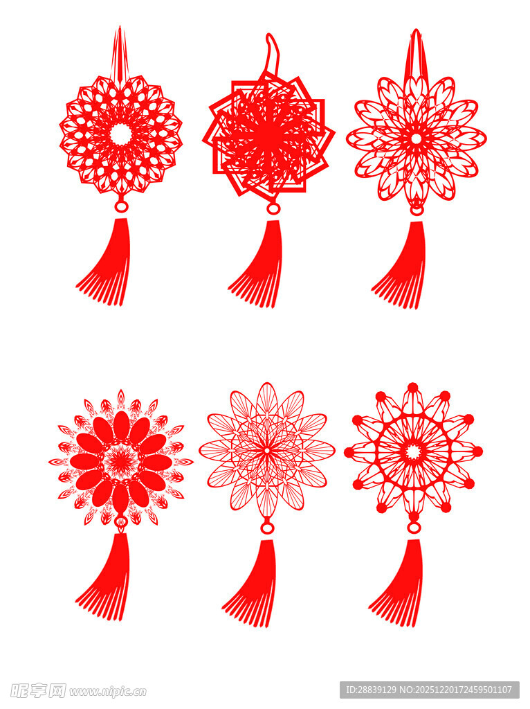 红色喜庆中式挂饰剪纸风