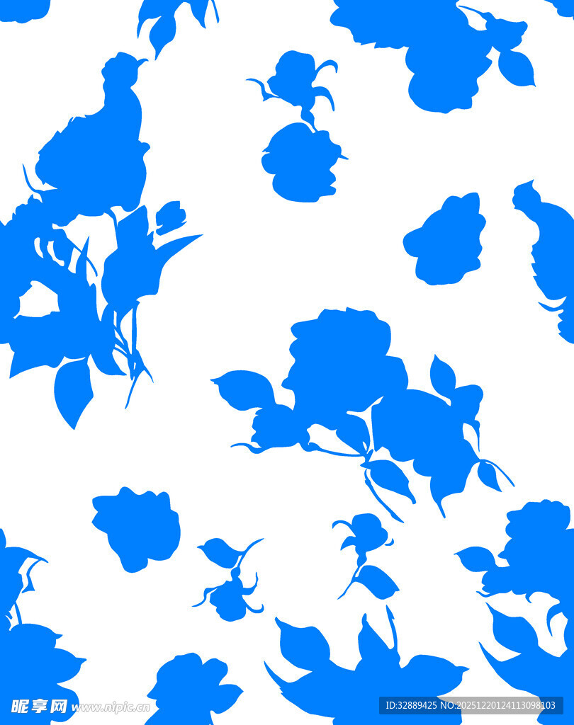 蓝白花卉图案背景