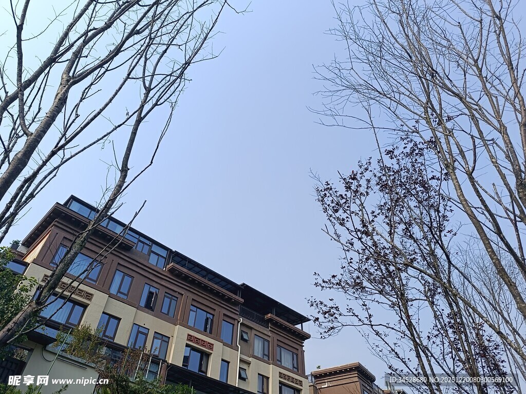 冬日里的多层建筑