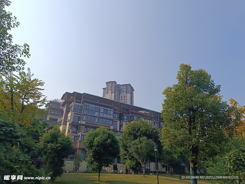 绿树环绕的宏伟建筑