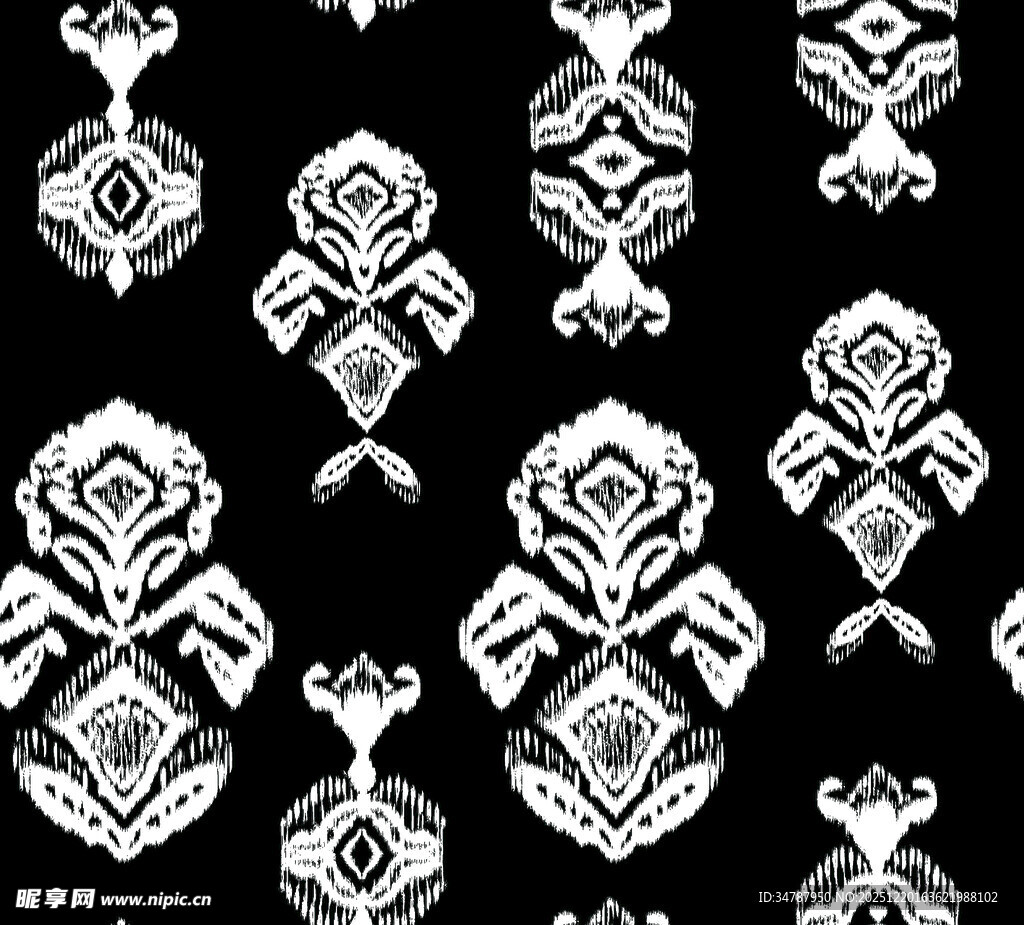 黑白几何民族风图案