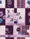 紫色花卉拼接图案布料