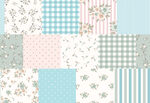 清新花卉格子拼接图案