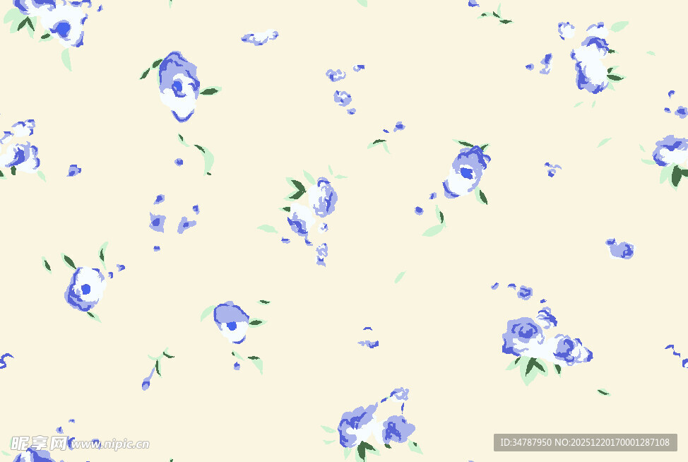 淡底蓝花清新花卉图案