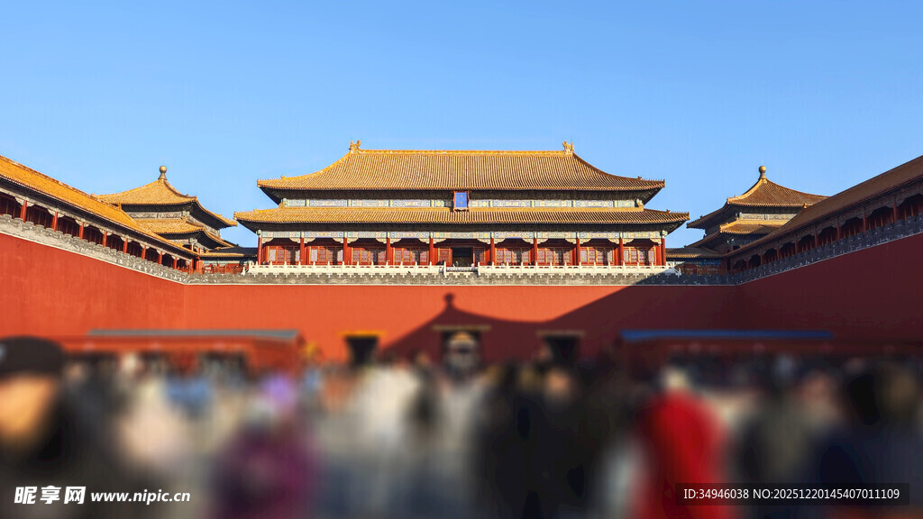 故宫前熙攘的游客景象