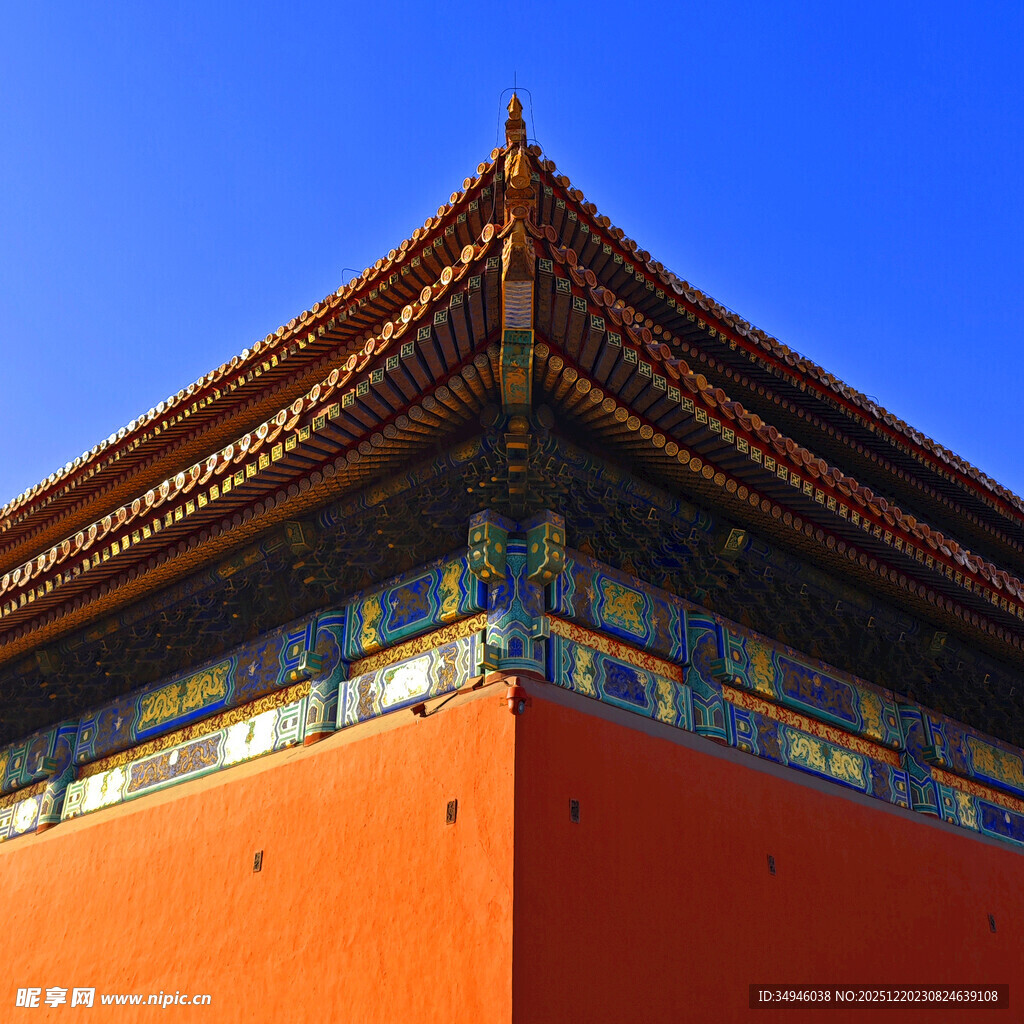 故宫红墙飞檐一角