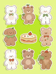 小熊与蛋糕贴纸图案