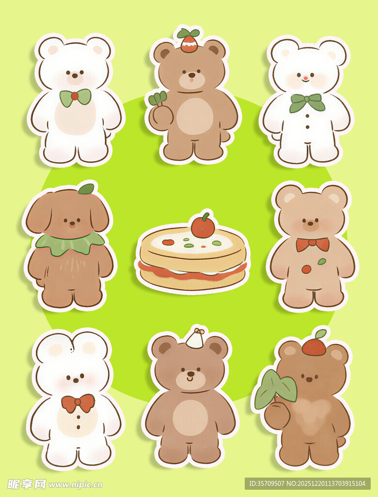 小熊与蛋糕贴纸图案