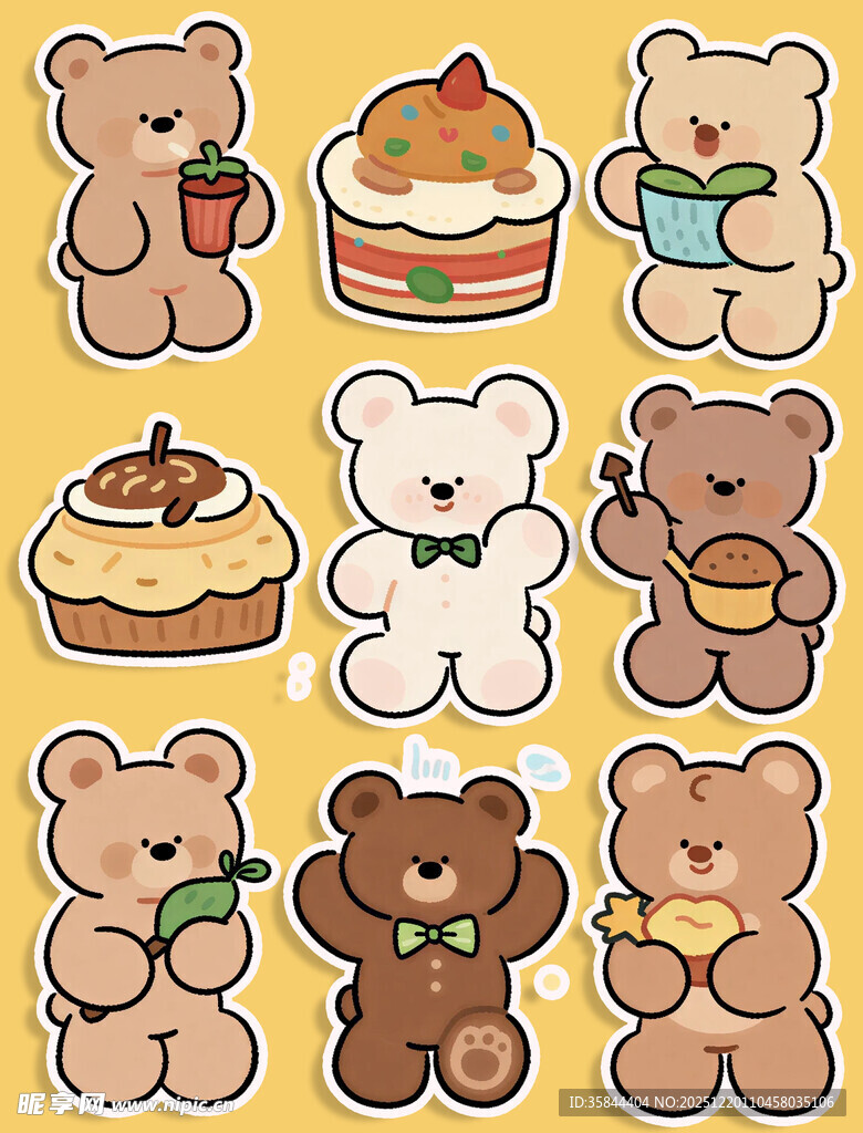 小熊贴纸图案