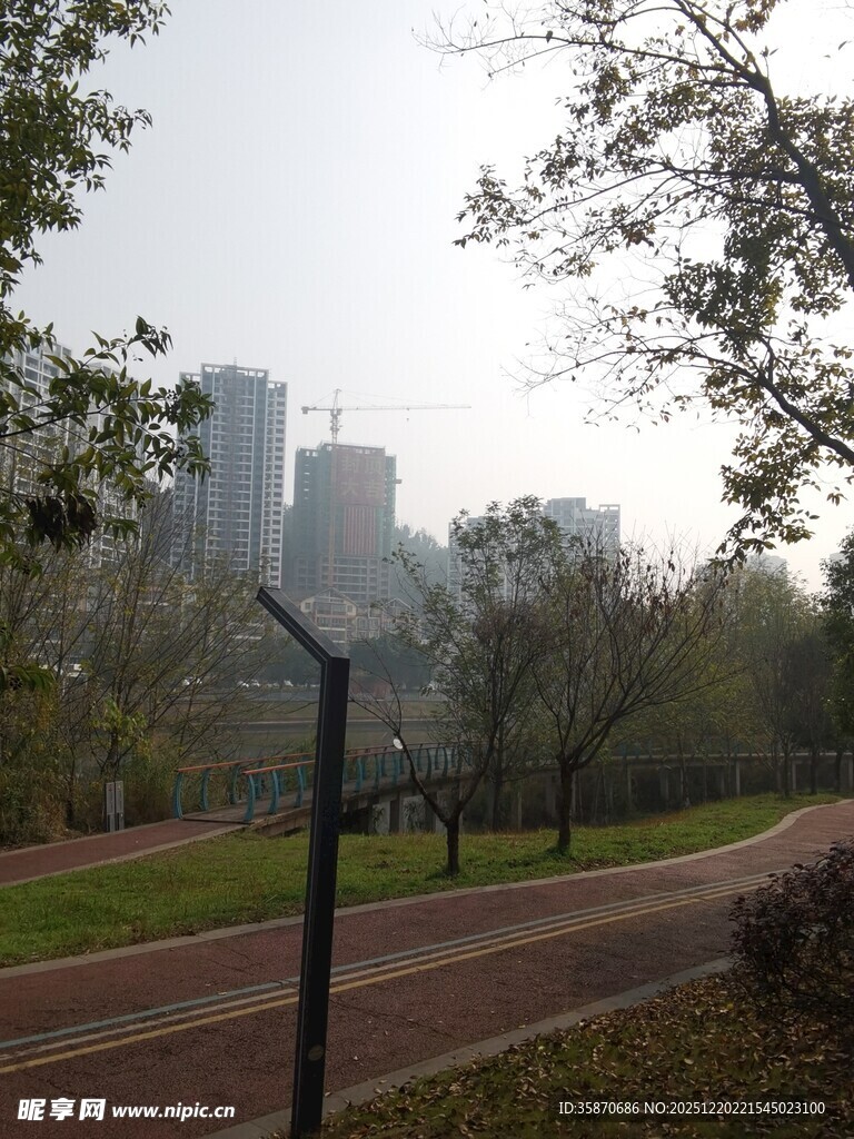 城市公园中的宁静小路