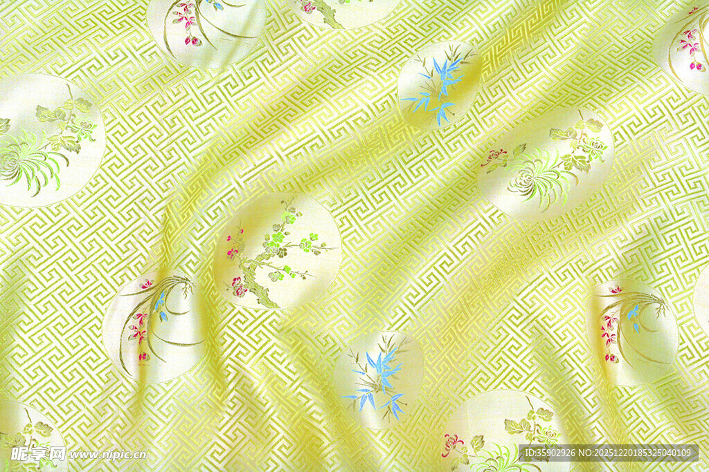 淡绿色印花柔软布料