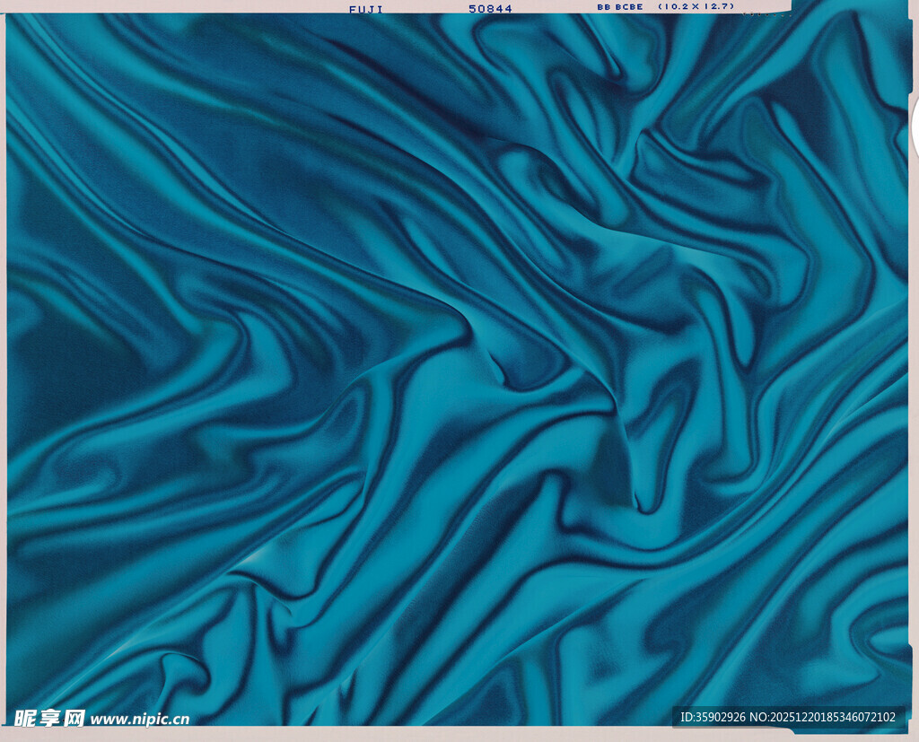 蓝绿色波纹丝绸面料
