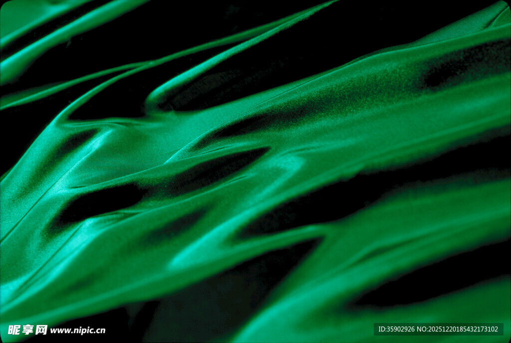 绿色飘动丝带纹理特写