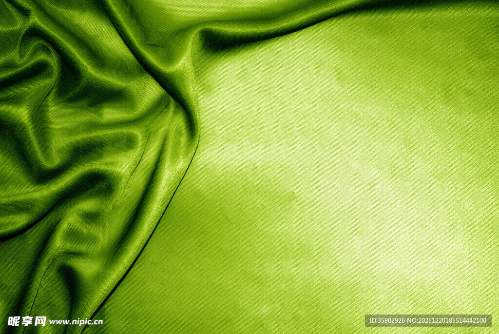 绿色绸缎纹理特写