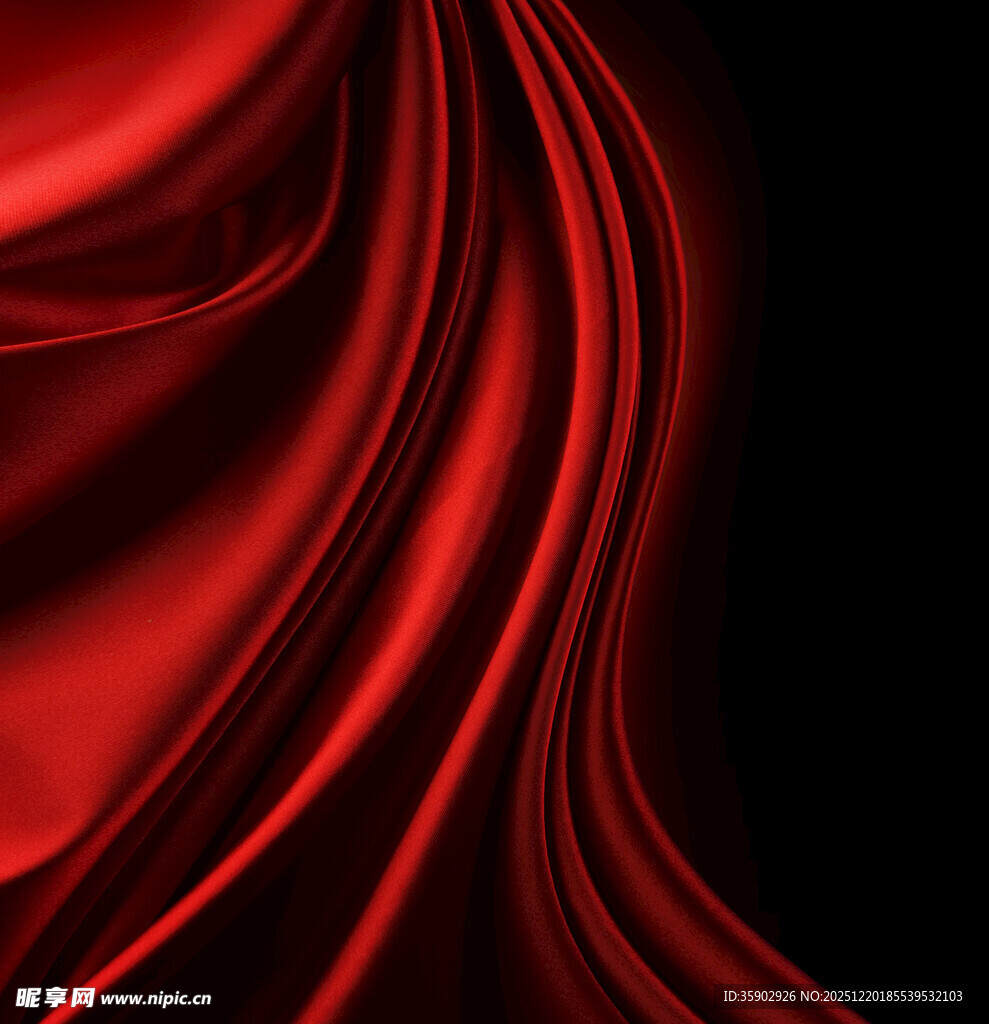 红色丝绸质感背景图
