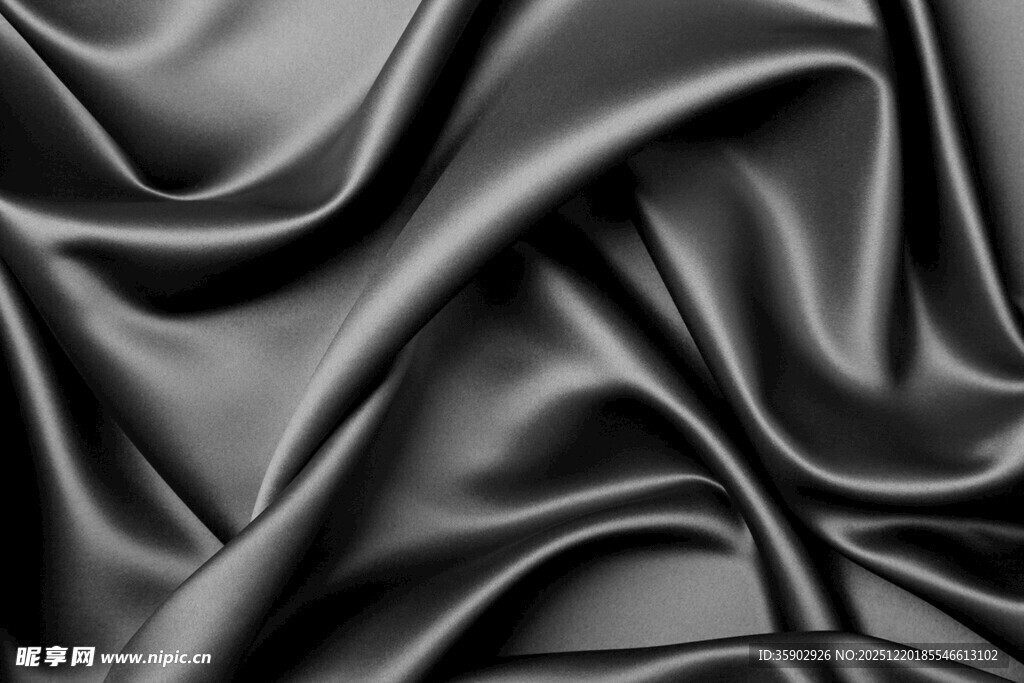 黑色绸缎纹理特写