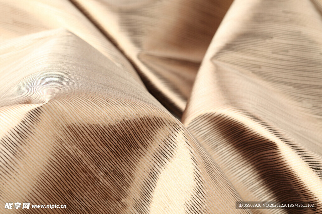 金色丝绸面料纹理特写