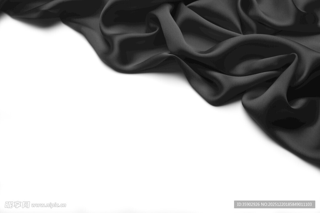 黑色丝绸布料边角特写