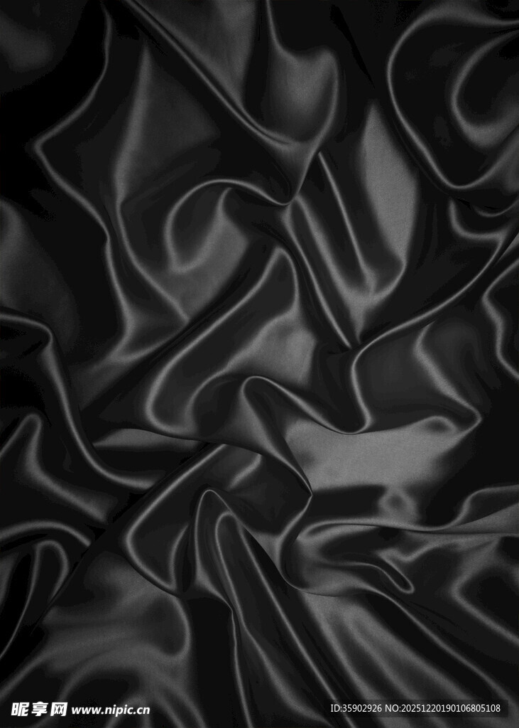 黑色绸缎面料纹理特写