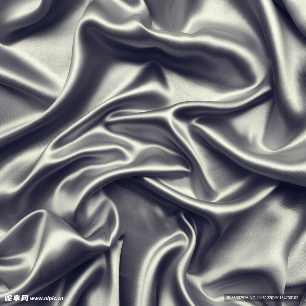 银灰色绸缎纹理特写