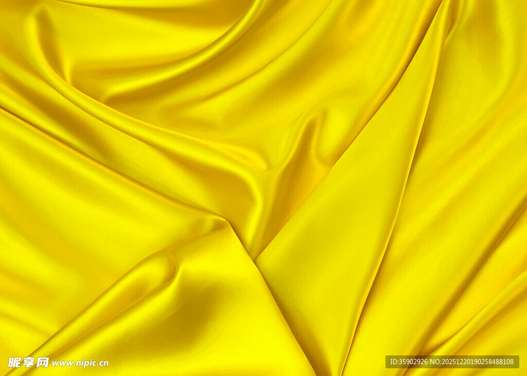 亮黄色丝绸面料纹理特写