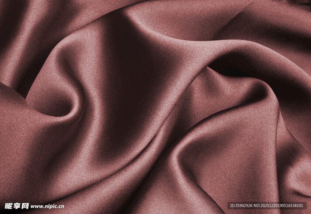 酒红色丝绸布料纹理特写