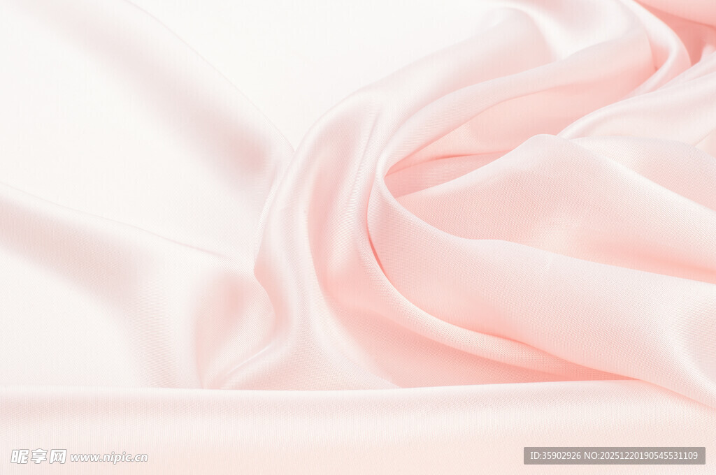 柔粉色丝绸布料纹理特写