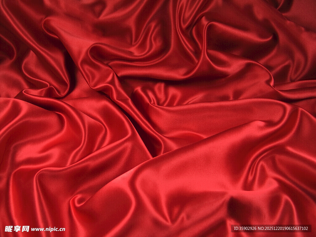 红色绸缎纹理特写
