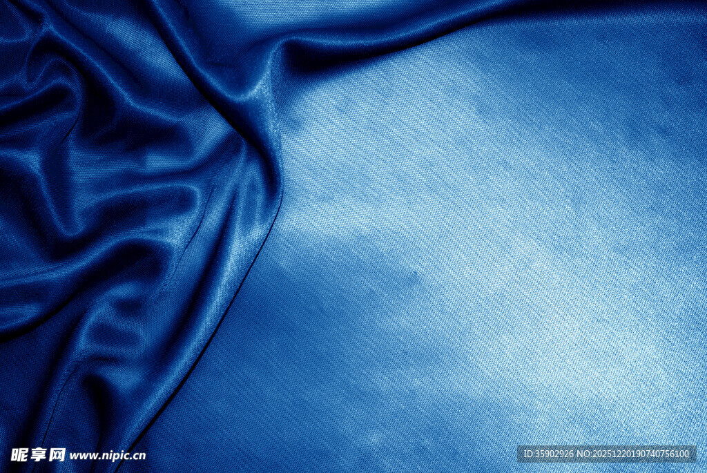 蓝色绸缎纹理美感展示