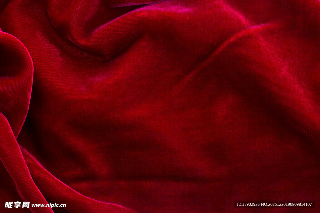 红色绒布纹理特写