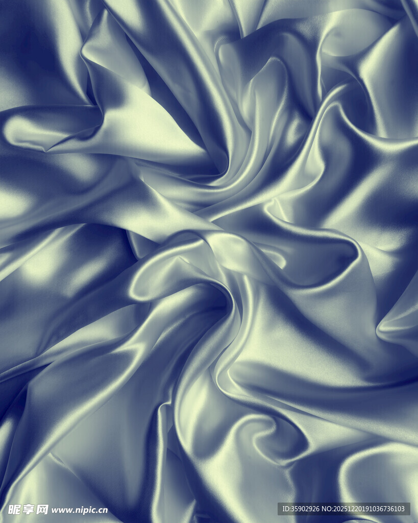蓝绿色绸缎纹理特写