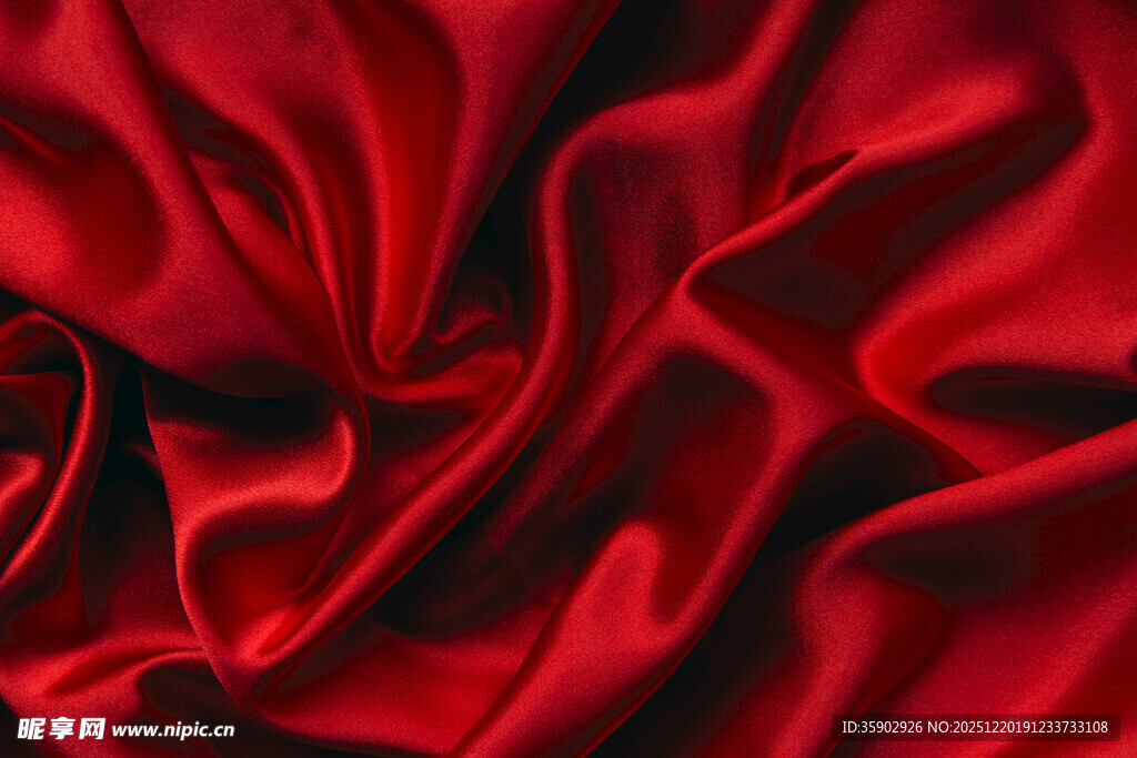 红色绸缎纹理特写