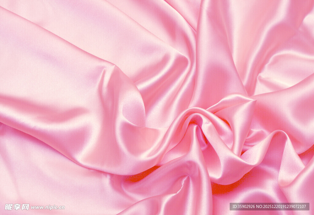 粉色绸缎面料纹理特写