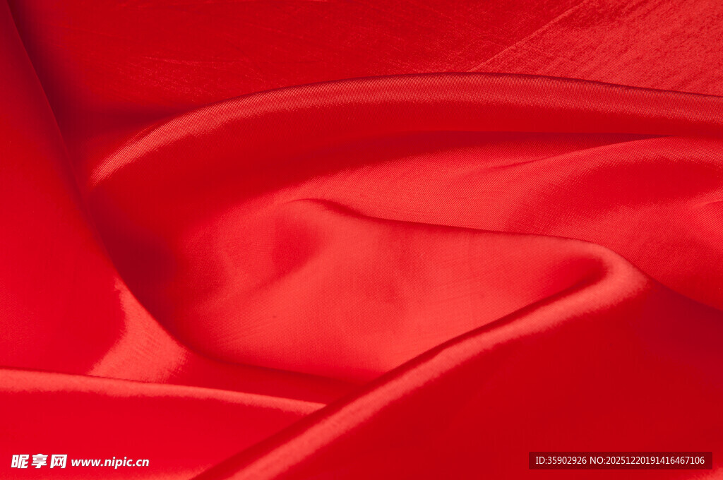 红色绸缎布料纹理特写